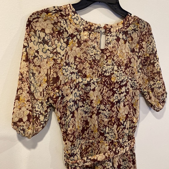 MONTEAU Women’s Pretty Sheer Belted Short Sleeve with Full Slip Dress Sz Small - Picture 8 of 14